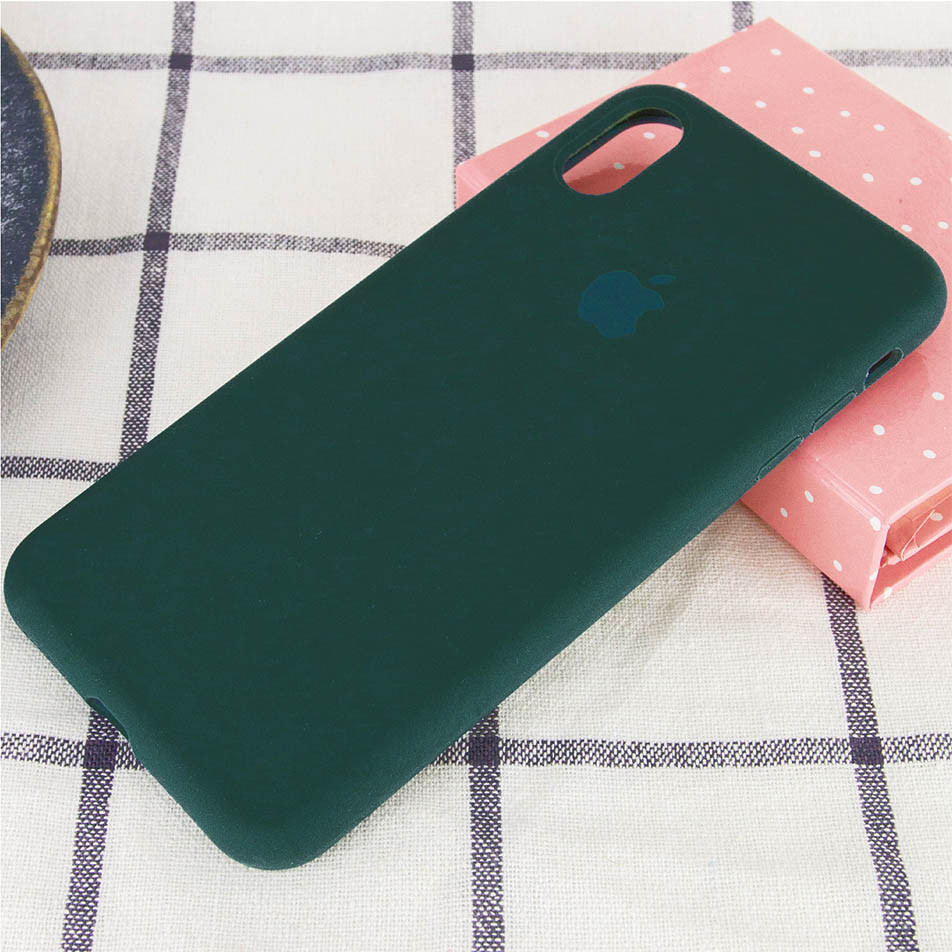 Silicone Case Full Protective (AA) для iPhone XR (Forest green)-1